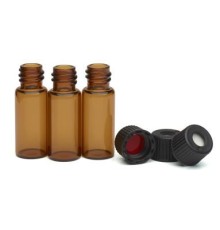 Виалы с завинч. крышками темн. стекло 2ml 8mm amb scrw vl + cp ptf / sil 100 / pk, 8010-0415 Agilent